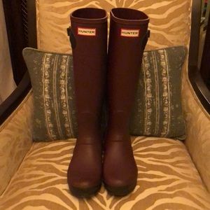 Hunter Burgundy Tall Rain Boots